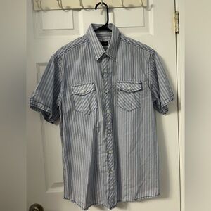 Michael Brandon Navy Striped Casual Shirt